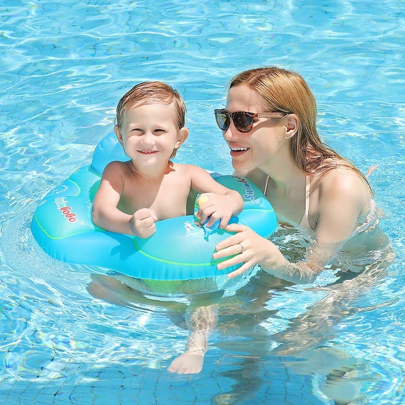SwimBoBo عوامة سباحة للأطفال من سويمبوبو، مقعد سباحة قابل للنفخ للأطفال الصغار، حلقة عائمة للأطفال بعمر 24 شهرًا، باللون الأزرق الكبير - Image 2