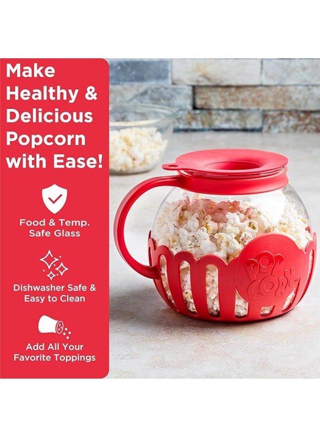 LOOPITYS Microwave Popcorn Popper 3-Quart puffed rice Pot with Temperature Safe Glass, 3-in-1 Lid Measures Kernels and Melts Butter，Made Without BPA，Dishwasher Safe，Corn popcorn, rice popcorn, and millet popcorn can be made in a microwave oven，(red) - Image 5