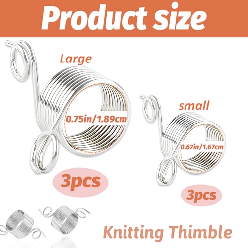 VinBee 6 Pack Knitting Crochet Loop Ring for Fingers 2 Size Crochet Ring Guide Finger Holder Knitting Thimble for Crochet Knitting Crafts Accessories Tool - Image 2