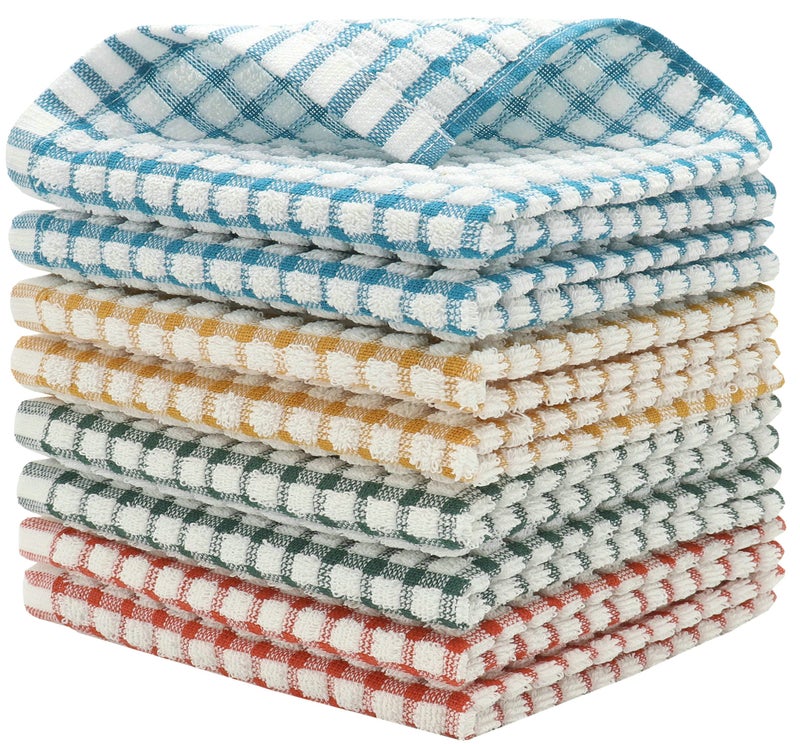 HFGBLG Cotton Cleaning Rags Terry Dish Cloths for Washing Dishes, Set of 8 Dish Rags for Cleaning, Light and Soft Dish Towels for Kitchen Drying Dishes, 11.8 Inch x 11.8 Inch (Mix Color) - Image 1