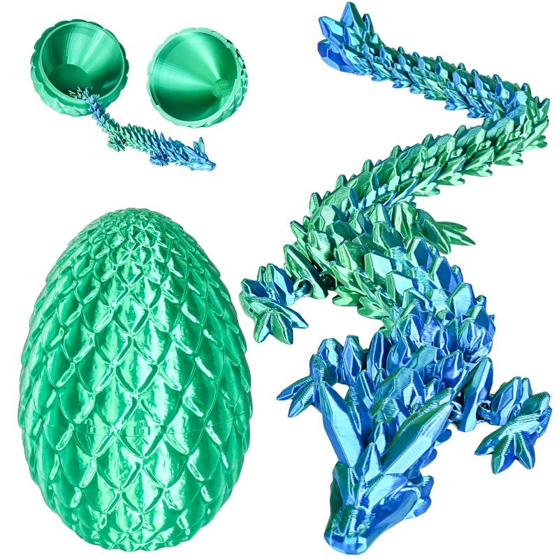 Olee Odee Dragon Eggs with Dragon Inside 3D Printed Surprise Funny Gifts for Kids Articulated Dragon Fidget Toys for Adults Executive Desk Toys Office Room Dcor Christmas Green MSize - Image 3