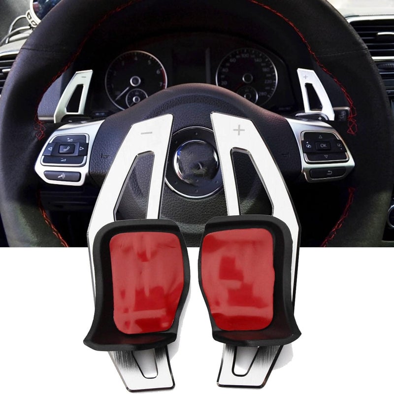 Xotic Tech Steering Wheel Shift Paddle Shifter Trim for MK5 MK6 GTI Jetta - Silver Aluminum - Image 1
