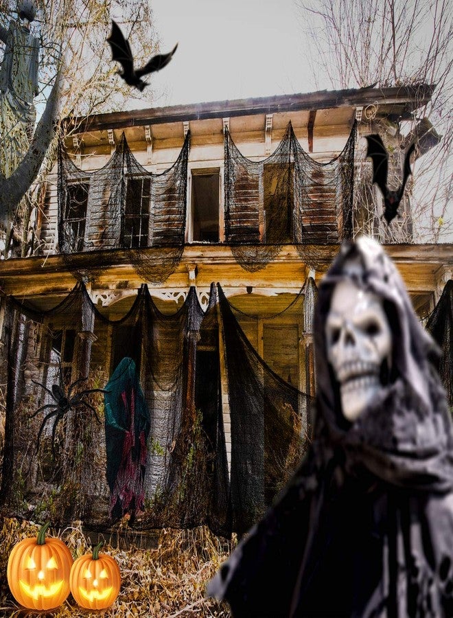 Tmflexe Halloween Creepy Cloth Giant (80 x 400 in.) Scary Gauze Cloth Spooky Halloween Decorations Party Supplies Decor Outdoor Yard Home Wall Haunted House Doorways Patio Garden Black - Image 4