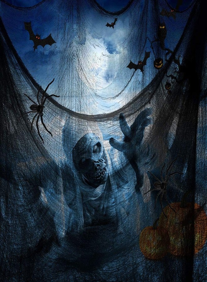 Tmflexe Halloween Creepy Cloth Giant (80 x 400 in.) Scary Gauze Cloth Spooky Halloween Decorations Party Supplies Decor Outdoor Yard Home Wall Haunted House Doorways Patio Garden Black - Image 2