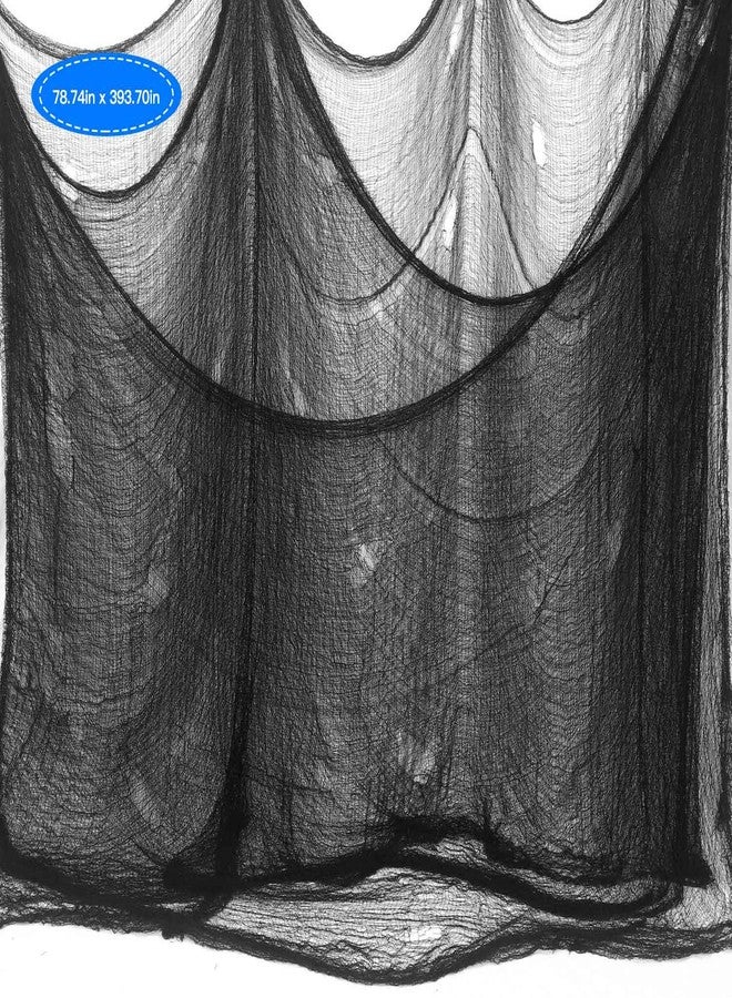Tmflexe Halloween Creepy Cloth Giant (80 x 400 in.) Scary Gauze Cloth Spooky Halloween Decorations Party Supplies Decor Outdoor Yard Home Wall Haunted House Doorways Patio Garden Black - Image 1