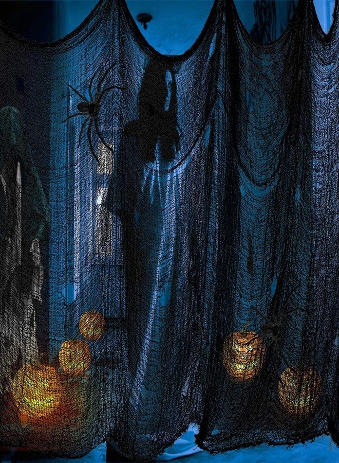 Tmflexe Halloween Creepy Cloth Giant (80 x 400 in.) Scary Gauze Cloth Spooky Halloween Decorations Party Supplies Decor Outdoor Yard Home Wall Haunted House Doorways Patio Garden Black - Image 5