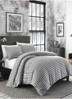 Eddie Bauer Eddie Bauer - Twin Duvet Cover Set, Reversible Flannel Bedding with Matching Sham, Home Decor for Colder Months (Preston Grey, Twin)  - Image 2