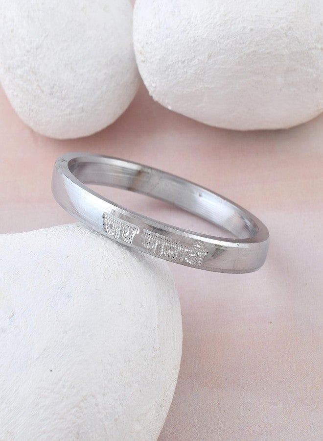 morir Stylish Silver-Tone Kids Bangle with Engraved Jai Mata Di Design for Children Baby Boy and Baby Girl (Pack of 1 Piece) - Image 4