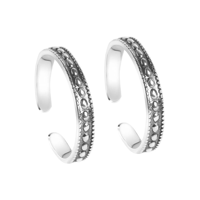 CLARA 925 Sterling Silver Hugo Toe Rings Pair | Size Adjustable | Gift for Women and Girls - Image 1
