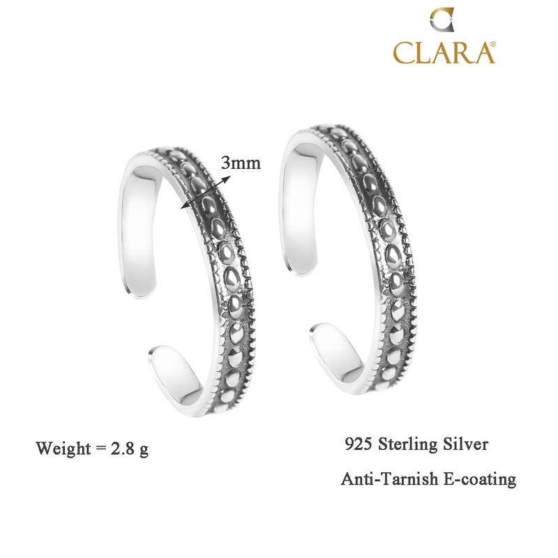 CLARA 925 Sterling Silver Hugo Toe Rings Pair | Size Adjustable | Gift for Women and Girls - Image 3