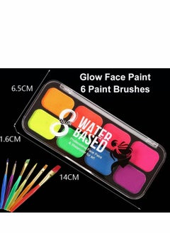KASTWAVE UV Face Paint Kit, Glow In The Dark Face Paint Kit, 8 Neon Color Black Light Body Makeup Water Activated with 6 Paint Brushes, Non-Toxic Washable for Kids Adult,   Costume Masquerades Makeup  - Image 3