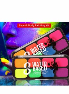 KASTWAVE UV Face Paint Kit, Glow In The Dark Face Paint Kit, 8 Neon Color Black Light Body Makeup Water Activated with 6 Paint Brushes, Non-Toxic Washable for Kids Adult,   Costume Masquerades Makeup  - Image 4
