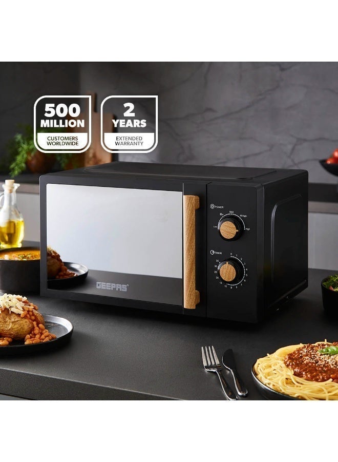 GEEPAS 20 L Microwave Oven 5 Power Levels | Cooking End Signal and LED Light, 35 Minute Timer | Mirrored Glass Door, Perfect for Preparing Simple Dishes, Oatmeal, Soups, Microwave-Friendly Recipes| 2 Years Warranty GMO34062UK-BK Black 20 L 700 W GMO34062UK-BK black - Image 2