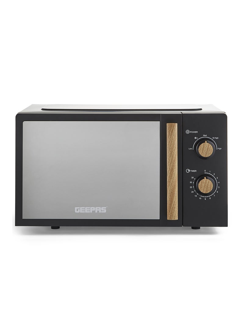 GEEPAS 20 L Microwave Oven 5 Power Levels | Cooking End Signal and LED Light, 35 Minute Timer | Mirrored Glass Door, Perfect for Preparing Simple Dishes, Oatmeal, Soups, Microwave-Friendly Recipes| 2 Years Warranty GMO34062UK-BK Black 20 L 700 W GMO34062UK-BK black - Image 1