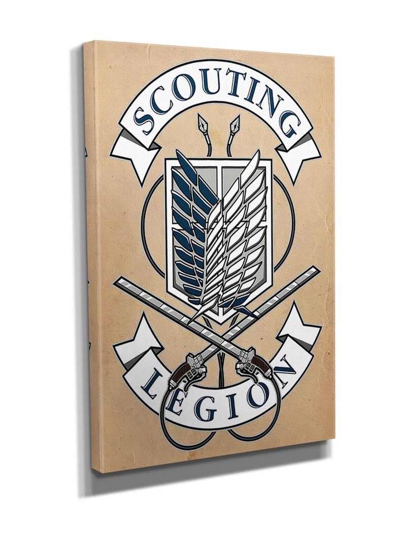 مودكلاس لوحة جدارية كانفس بإطار خشبي هجوم العمالقه شعار فريق الاستطلاع - Image 3