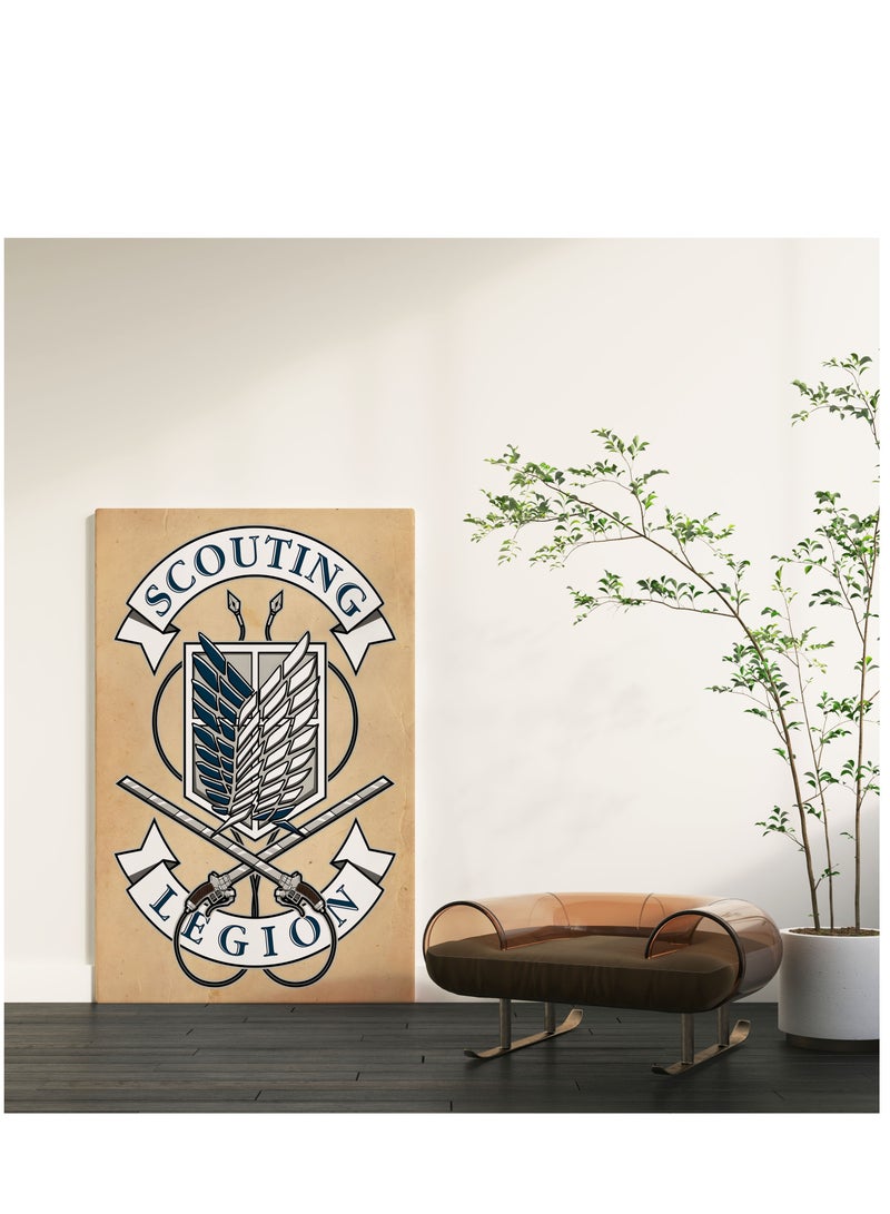 مودكلاس لوحة جدارية كانفس بإطار خشبي هجوم العمالقه شعار فريق الاستطلاع - Image 2