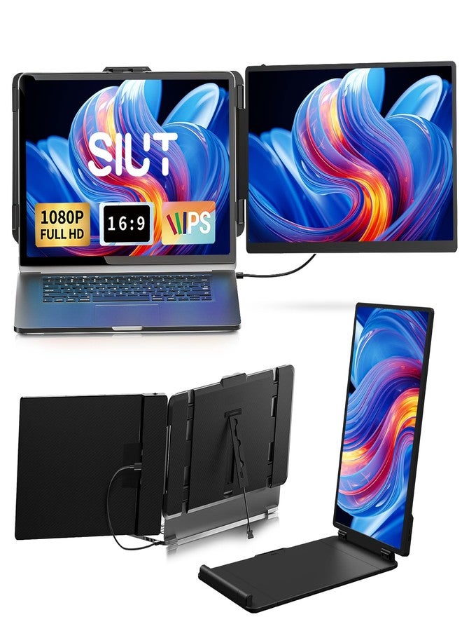 شاشة SIUT لتوسيع شاشة الكمبيوتر المحمول - شاشتان ممتدتان مقاس 14 بوصة بتقنية IPS ودقة FHD 1080P لأجهزة الكمبيوتر المحمولة من 13 إلى 17 بوصة، متوافقة مع منافذ Type-C/HDMI/USB-A، تعمل بنظامي التشغيل Windows وMac، مناسبة للسفر والعمل. - Image 1