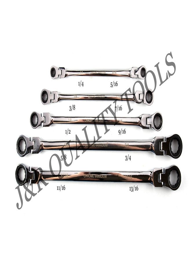 VCT 5pc Flex-Head Double Box End Ratcheting Wrenches CrV XL Design SAE 1/4" Through 13/16"… - Image 3