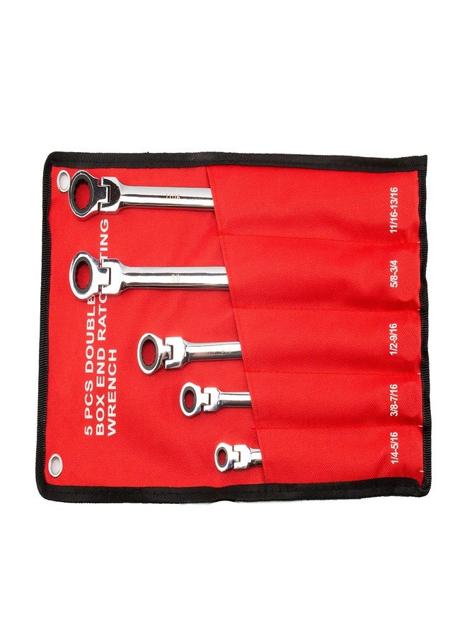 VCT 5pc Flex-Head Double Box End Ratcheting Wrenches CrV XL Design SAE 1/4" Through 13/16"… - Image 2