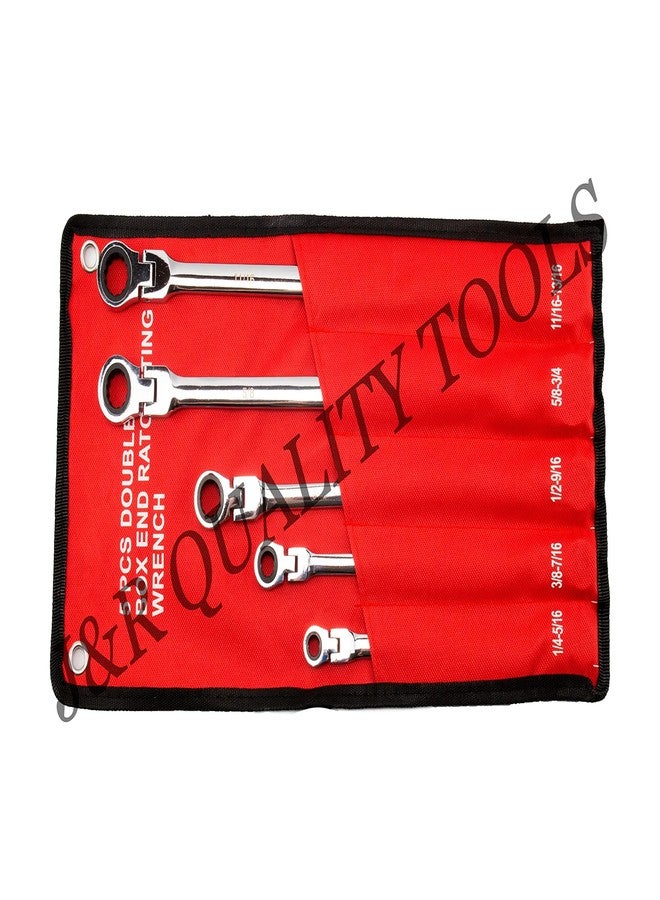 VCT 5pc Flex-Head Double Box End Ratcheting Wrenches CrV XL Design SAE 1/4" Through 13/16"… - Image 4