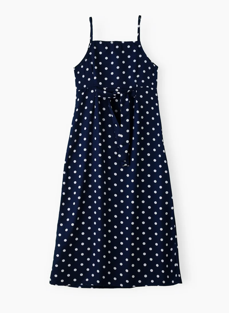 جيلين Girls' Navy Blue Polka Dot Spaghetti Strap Maxi Dress