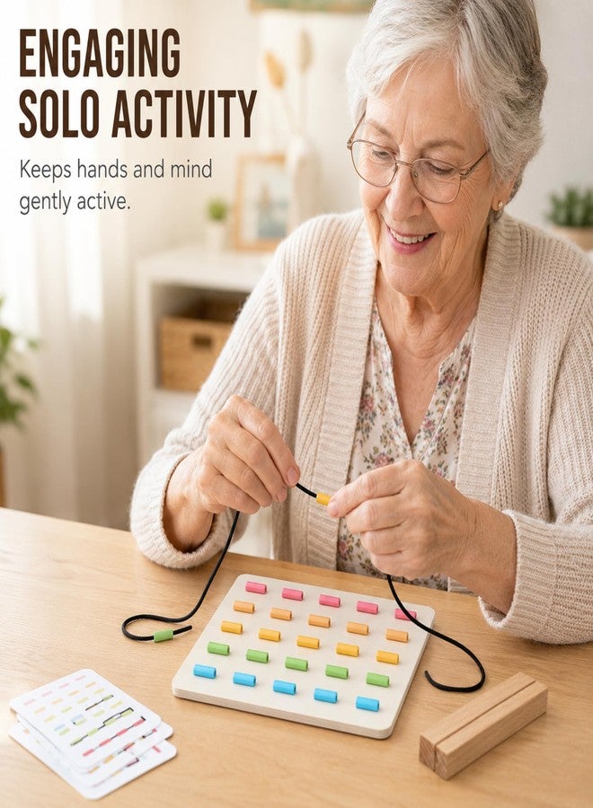Soulchen Memory Games for Seniors Threading Game for Seniors for Elderly Brain Games for Elderly, Adults, Tubes Threading Puzzle Board Gadgets Gifts - Image 2