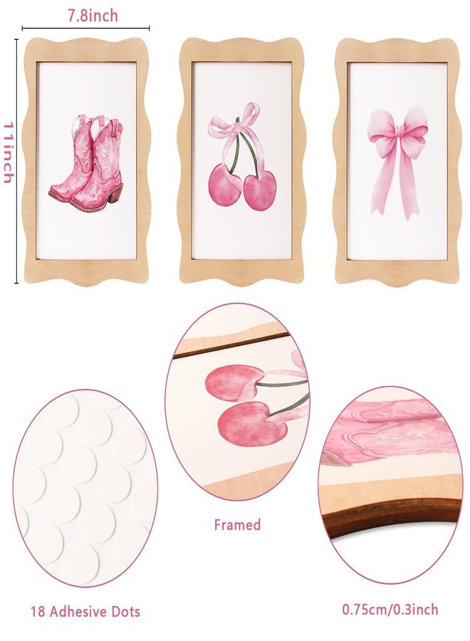 Longan Craft 3 PCS Framed Wooden Preppy Room Decor, Vintage Wood Pink Wall Decor Cute Girly Bow Print Aesthetic Funny Decorations for Girls Dorm Bedroom Apartment Living Room - Image 2