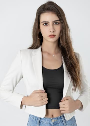Beninos بليزر نسائي قصير بأكمام طويلة مفتوح من بنينوس (806 أبيض، م) - Image 3