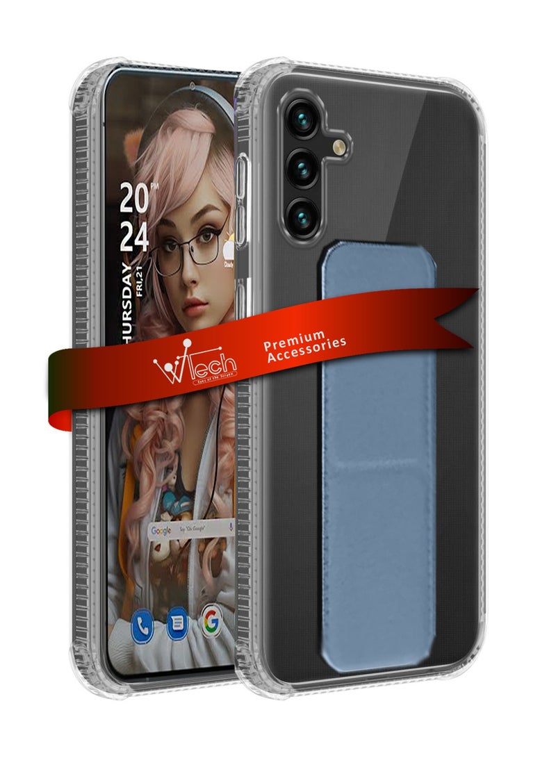 دبليو تيك غطاء وسادة هوائية بمقبض يد من مادة TPU لهاتف سامسونج جالاكسي S24 Plus / S24+ 5G 2024 شفاف/أزرق سماوي - Image 1