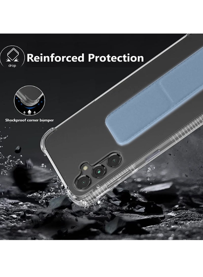 دبليو تيك غطاء وسادة هوائية بمقبض يد من مادة TPU لهاتف سامسونج جالاكسي S24 Plus / S24+ 5G 2024 شفاف/أزرق سماوي - Image 3