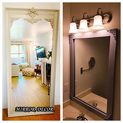 MUXSAM 4-Pack Wood Applique Onlay, Unpainted Wooden Carved Corner Decals, Retro Carvings Embellishments for Door Cabinet Bed Wall Mantel Mirror Wardrobe Cupboard Dresser Upgrade, 12x12cm/4.7x4.7in - Image 5