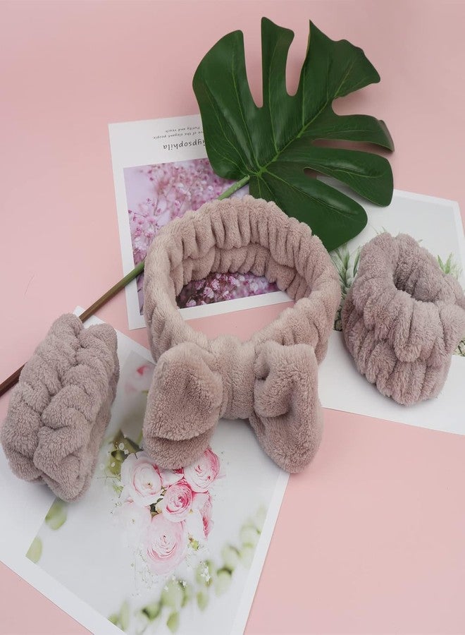 VALUEVIBES SOFT SPA Headband & Wrist Wash Bands Set - Cute Elastic Skincare Headbands & Absorbent Wristbands for Washing Face, Makeup, and Skincare (LIGHT BROWN, M) - Image 4