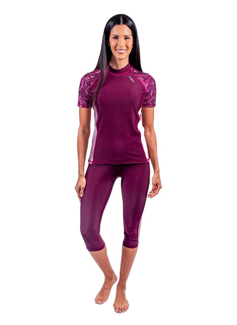 COEGA SUNWEAR COEGA Ladies Tights 3/4 Length - Maroon Marble - Image 4