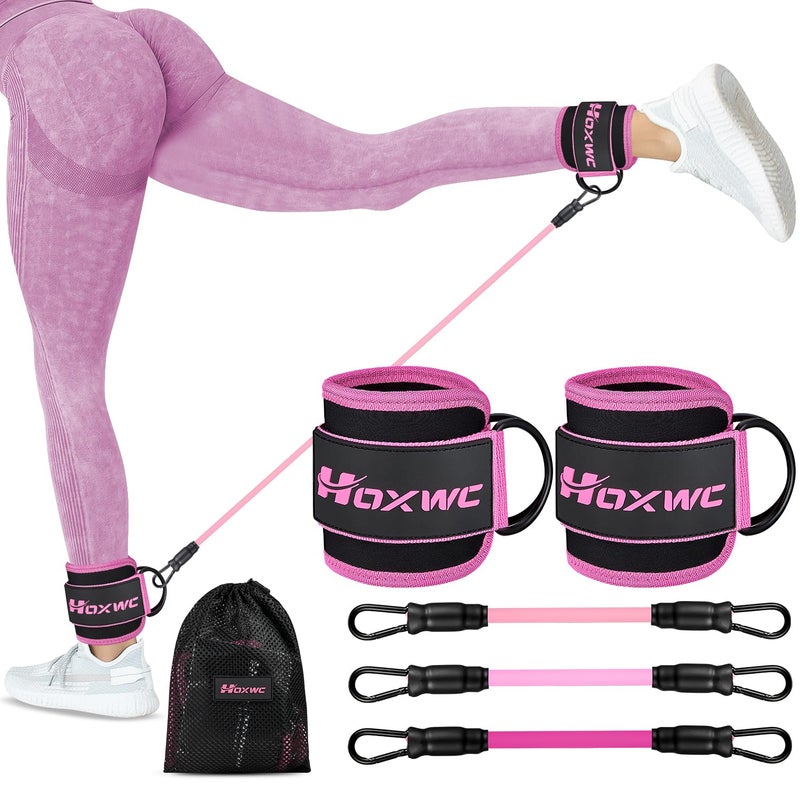 HOXWC Ankle Resistance Bands with Cuffs, Ankle Bands for Working Out, Ankle Resistance Band for Leg, Booty Workout Equipment for Kickbacks Hip Fitness Training, Exercise Bands for Butt Lift Women - Image 1