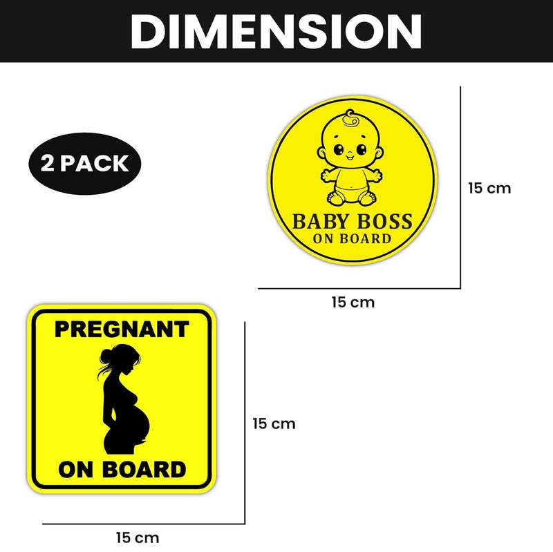Stickloop Bump On Board and Baby On Board Car Sticker | Pregnant Women and Kids Safety Sign Window Sticker for Vehicle Glass (Pregnant & Boss Baby On Board) - Image 2