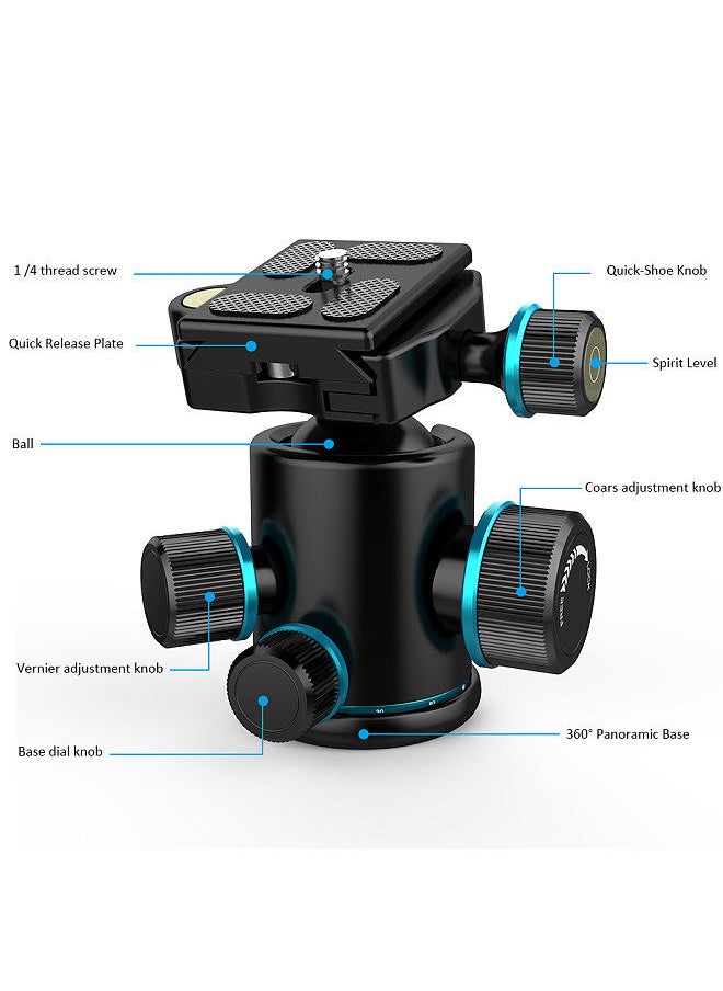 Andoer TB81X Tripod Ball Head 360 Degree Rotating Panoramic Ballhead  for Tripod Monopod Slider DSLR Camera with 3Pcs 1/4