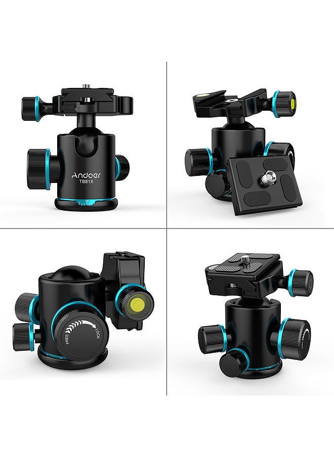 Andoer TB81X Tripod Ball Head 360 Degree Rotating Panoramic Ballhead  for Tripod Monopod Slider DSLR Camera with 3Pcs 1/4