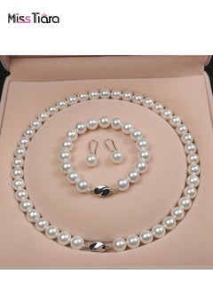 MissTiara 4 Pcs Rhinestone Choker Bracelet Ring Earrings Studs Set Double Row Round Diamond Collar Necklace Bridal Evening Dress Accessories for Women Bracelet Stretch Ring Bridal Party Jewelry Silver/Clear  - Image 1