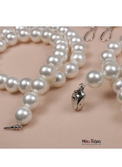 MissTiara 4 Pcs Rhinestone Choker Bracelet Ring Earrings Studs Set Double Row Round Diamond Collar Necklace Bridal Evening Dress Accessories for Women Bracelet Stretch Ring Bridal Party Jewelry Silver/Clear  - Image 4