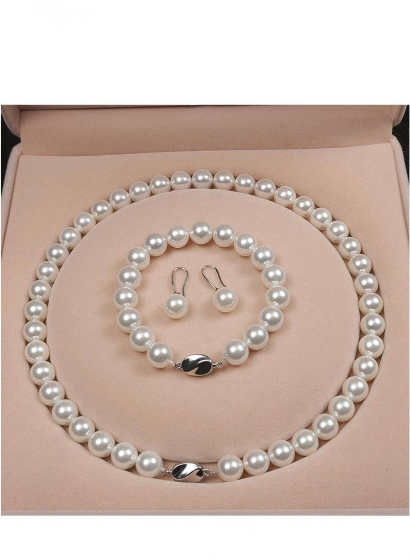 Freshwater Cultured Pearl Necklace Set Includes Stunning Bracelet and Stud Earrings Jewelry for Women Gift for Mother's Day, Anniversary, Birthday, Wedding - Image 1