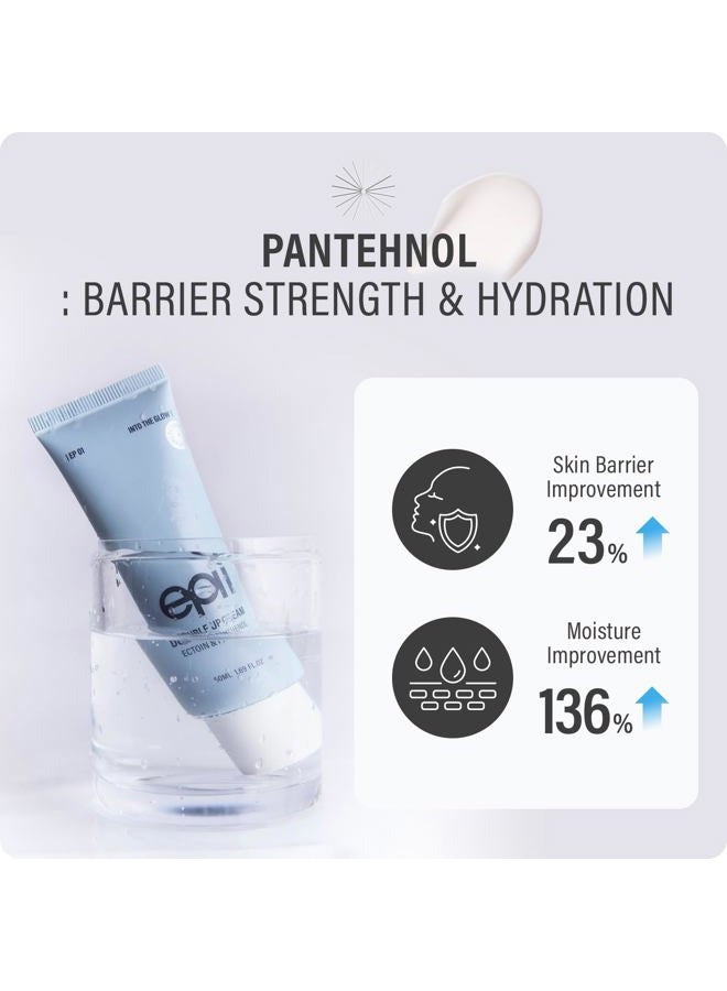 epii كريم دابل أب - مرطب وجه إكتوين مع بانثينول و 15% سكوالان - كريم إصلاح الحاجز المهدئ للعناية بالبشرة الكورية للبشرة الحساسة والجافة والاحمرار والترطيب اليومي 50 مل - Image 4