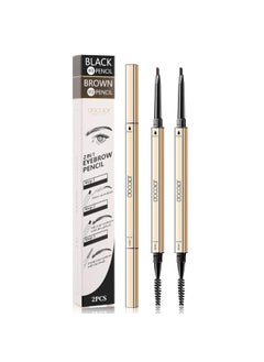 docolor Docolor Makeup Micro Brow Pencil Definer Eyebrow PencilDualSidedUltraFine Mechanical Pencil Soft Brown and Black2 Count 