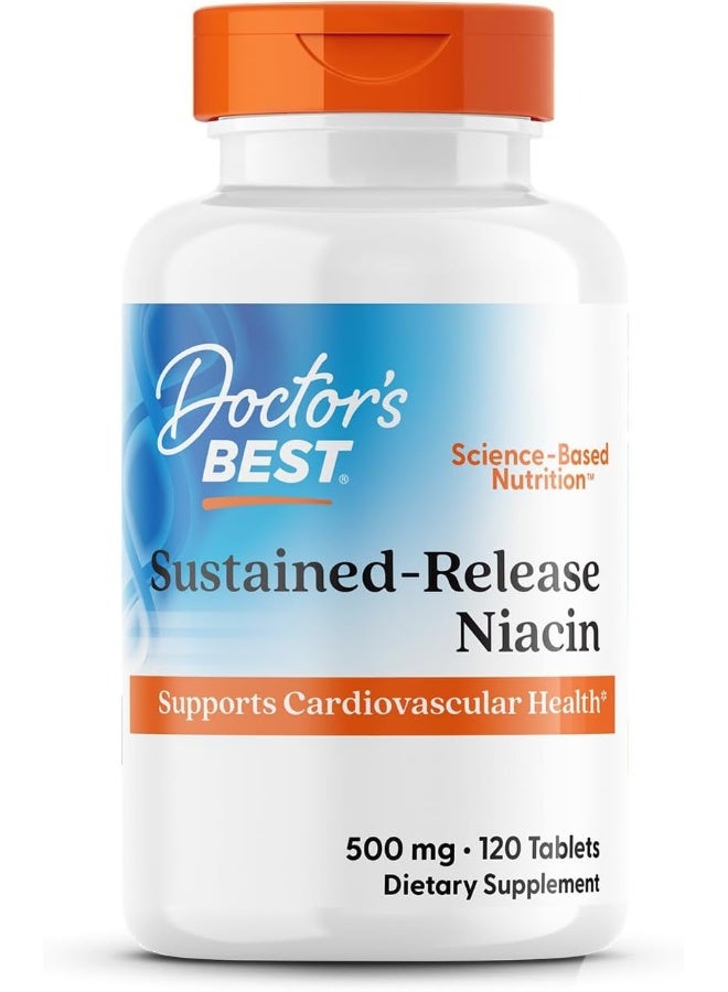 Doctor's Best Time-Release Niacin with niaxtend, Non-GMO, Vegan, Gluten Free, 500 mg, 120 Tablets - Image 1