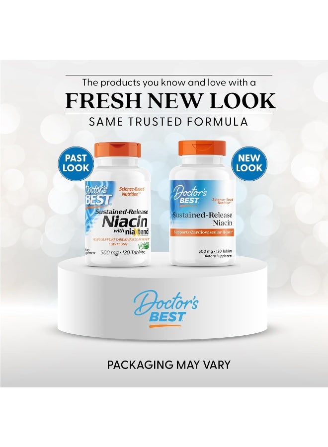 Doctor's Best Time-Release Niacin with niaxtend, Non-GMO, Vegan, Gluten Free, 500 mg, 120 Tablets - Image 2