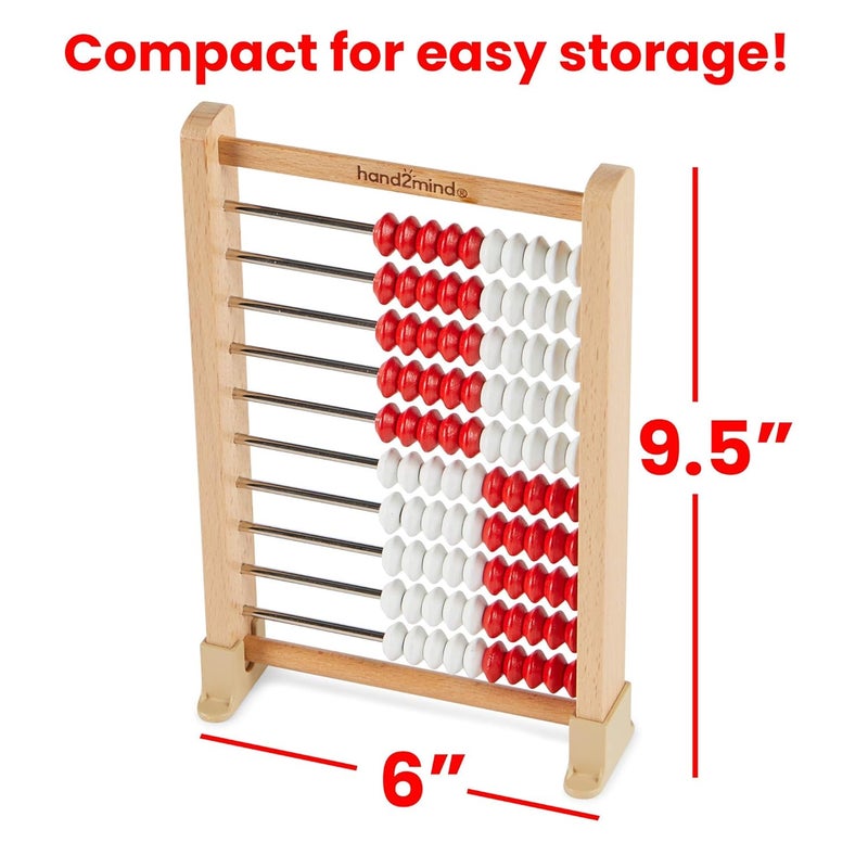 hand2mind hand2mind Mini 100Bead Wooden Rekenrek Abacus Abacus for Kids Math Wooden Counting Math Manipulatives Bead Counters for Kids Math Learn Counting and Numbers Homeschool Supplies Set of 1 - Image 3