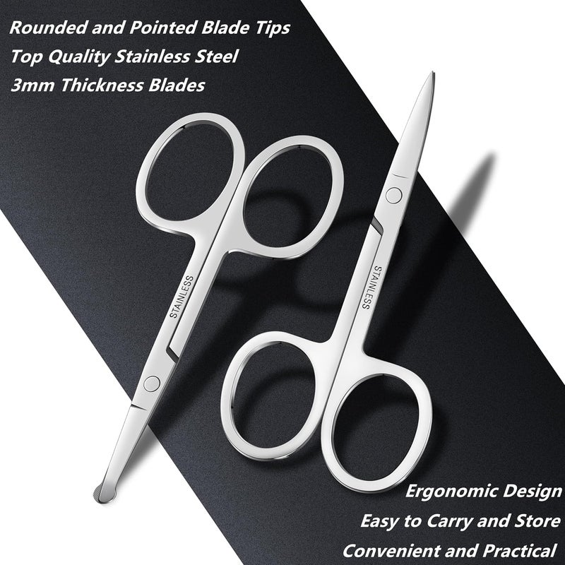 Natzerat 24-Pack Nose Hair Grooming Scissors, Sharp Stainless Steel Manicure Cuticle Scissors with Round tip,Small Scissors Beauty for Men Women Eyebrow,Mustache,Beard Ear Trimming Kit - Image 5