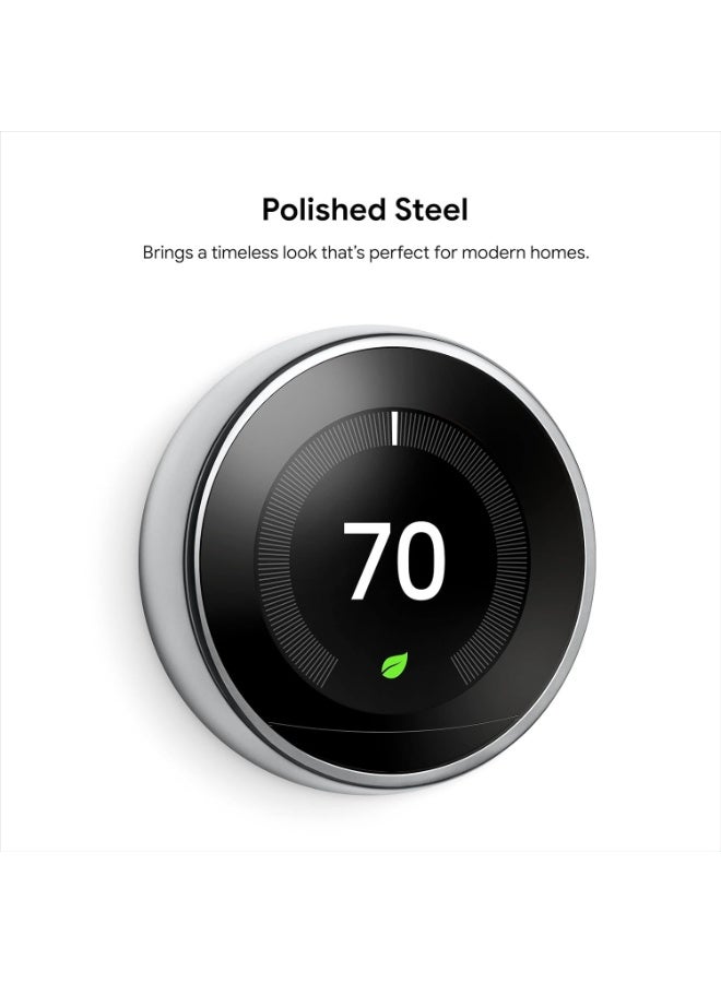 Nest 3rd Generation learning programmable Thermostat Polished Steel -T3019US - Image 2