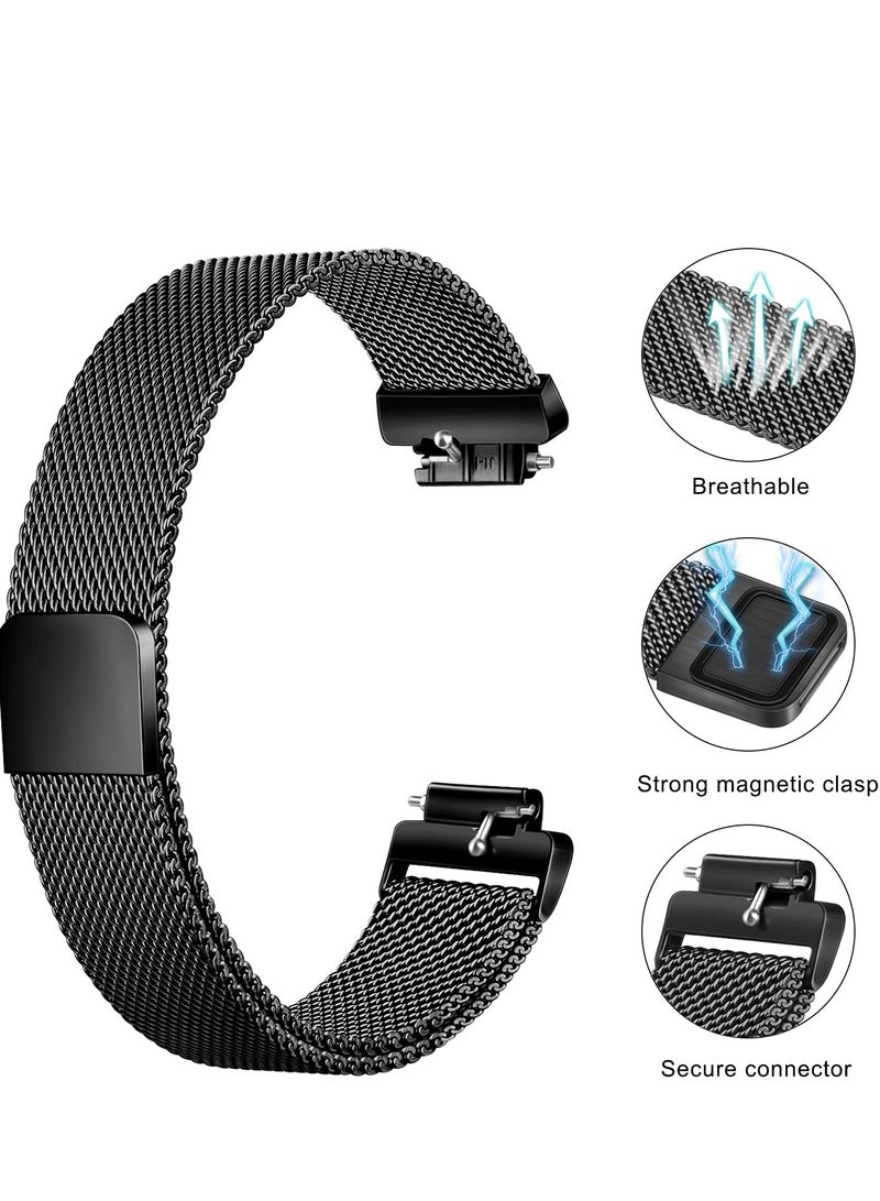 KASTWAVE Metal Watch Band, Stainless Steel Metal Mesh Wristband Replacement, Magnetic Lock Replacement Wristband, for Fitbit Inspire 2 Compatible Fitbit Inspire HR & Inspire & Ace 2 (Small, Black + Rose Gold) - Image 3