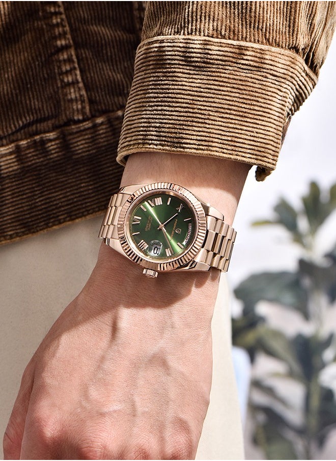 PAGANI DESIGN Men's Watches 36mm Automatic Rose Gold Green Stainless Steel Mechanical Business Sports Luxury Wrist Watch for Men PD-1752  - Image 2