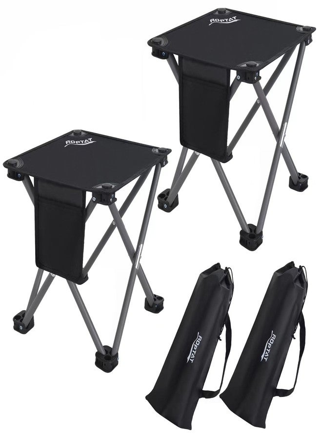 Roptat 2 Pack Camping Stool,Portable Folding Compact Lightweight Stool Seat for Camping Fishing Hiking Gardening Outdoor Walking Backpacking Travelling and Beach with Carry Bag (Black) - Image 1